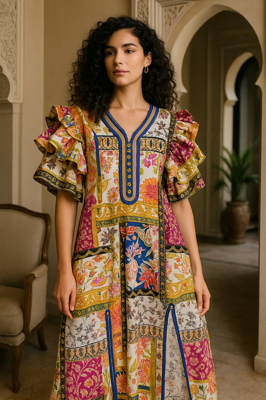 Robe brodée multicolore