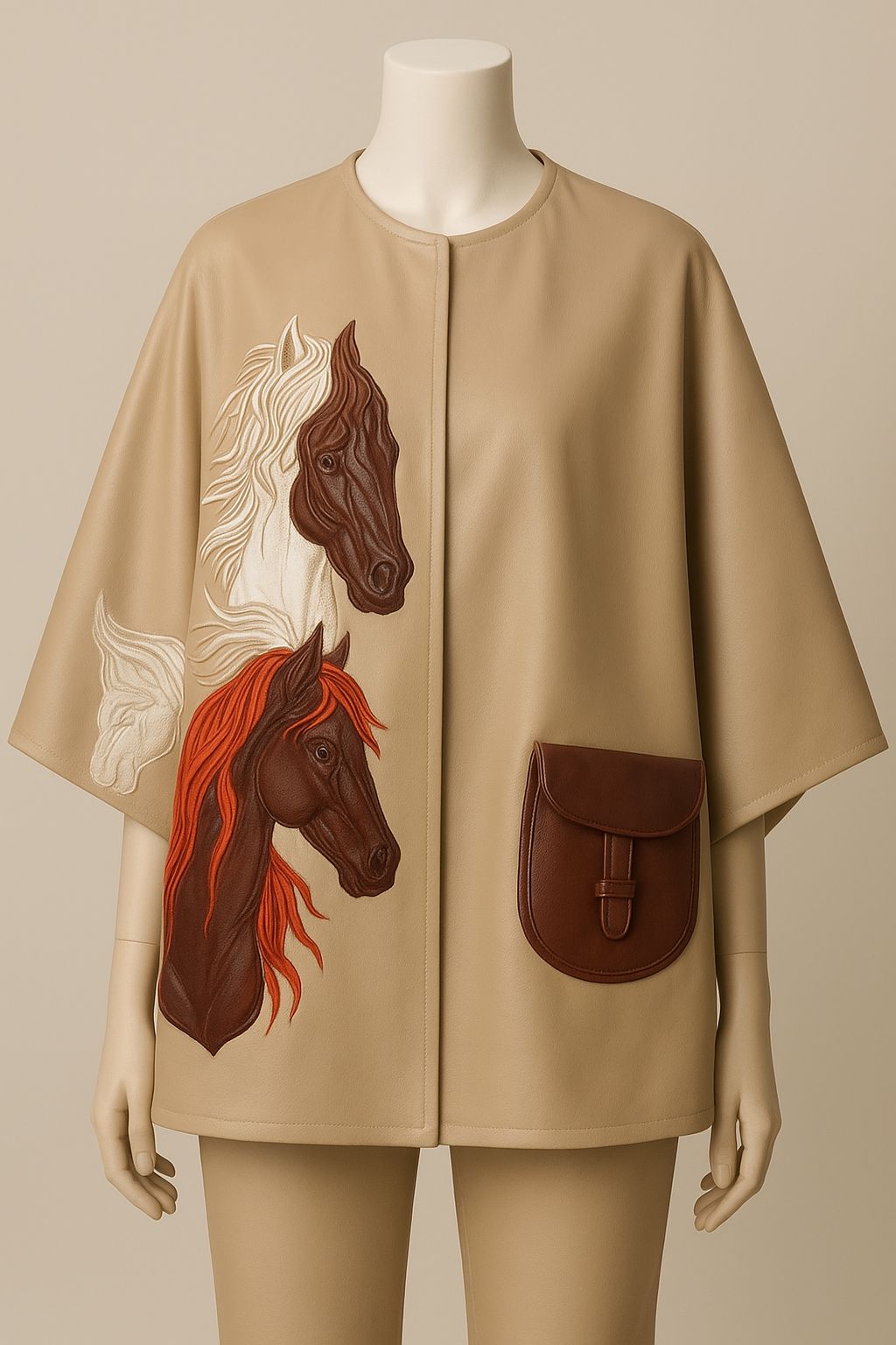 Veste Similicuir Chevaux